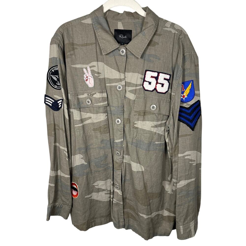 Rails Camouflage Button Down Shirt with Patches